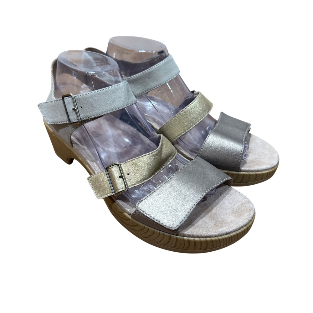 Dansko Malena Multi-Metallic Leather 3 Strap Clog Sandal EU 41 US 9.5-10